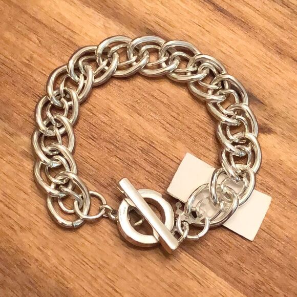 Anne Klein | Double Link Bracelet | Silver Tone | 8” Length - Picture 1 of 4